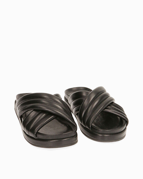 Ciabatte nere in pelle, BLACK