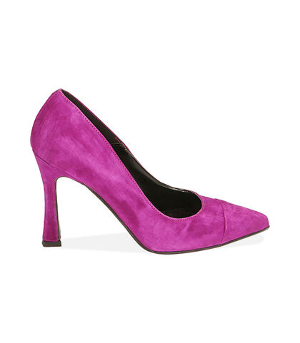 Décolleté fucsia in camoscio, tacco 10 cm , Valerio 1966, 20L6T7038CMFUCS035, 001