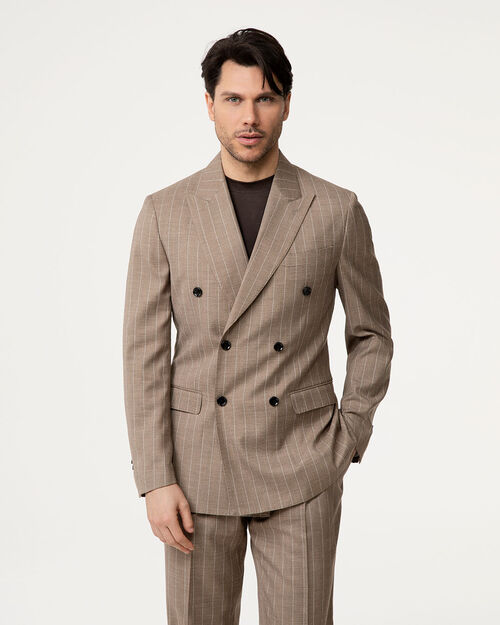 Completo giacca marrone-beige a righe sottili, MULTI COLOR