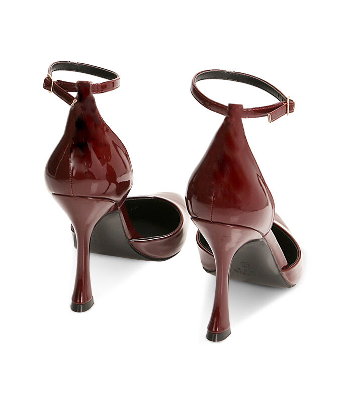 Decollete cinturino bordeaux in vernice tacco 9 5 cm