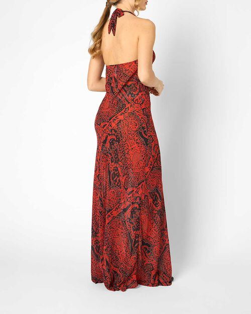 Vestito da donna a fantasia rosso, MULTICOLOR-RED