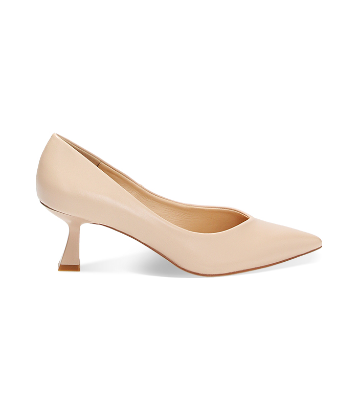 Décolleté beige, tacco 6 cm