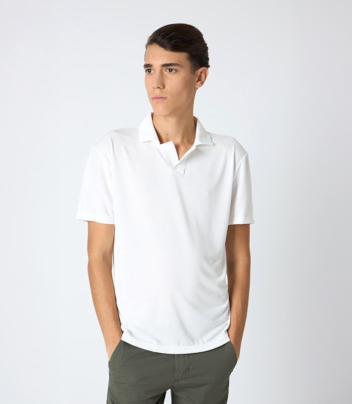 T-shirt uomo con colletto bianca