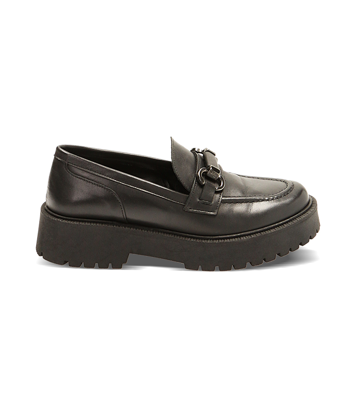 Mocassini platform neri in pelle