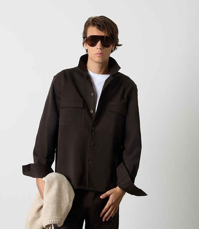 Giacca-camicia in cotone testa di moro da uomo