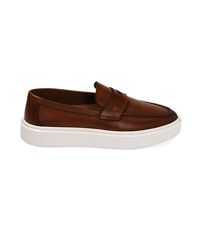 Slip-on cognac in pelle