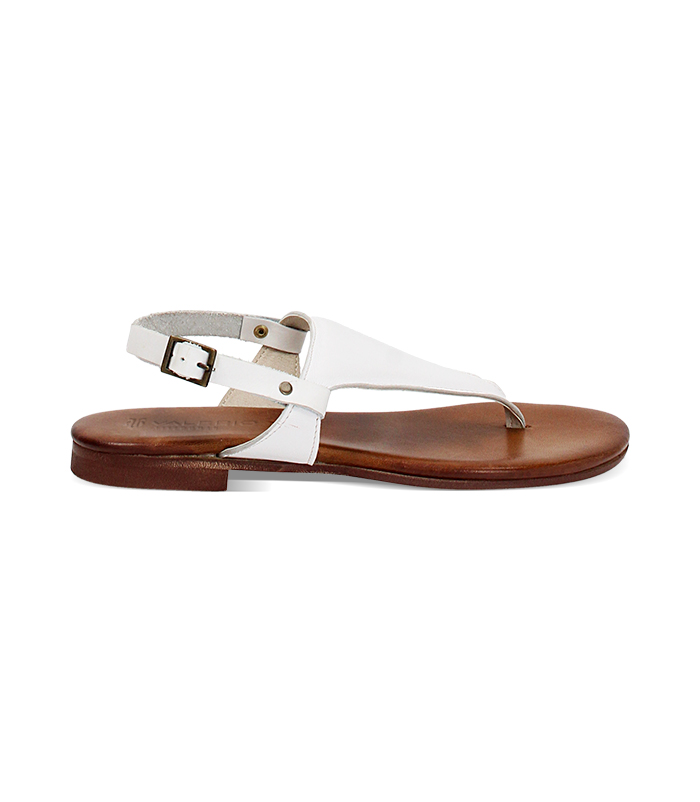 Sandalo infradito da donna in pelle bianco