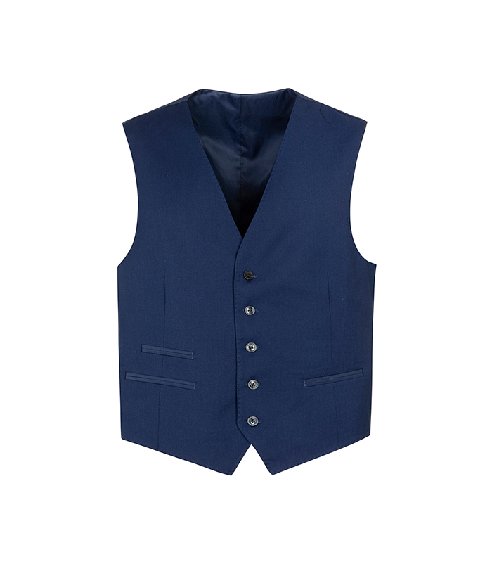 Gilet blu royal con bottoni rivestiti