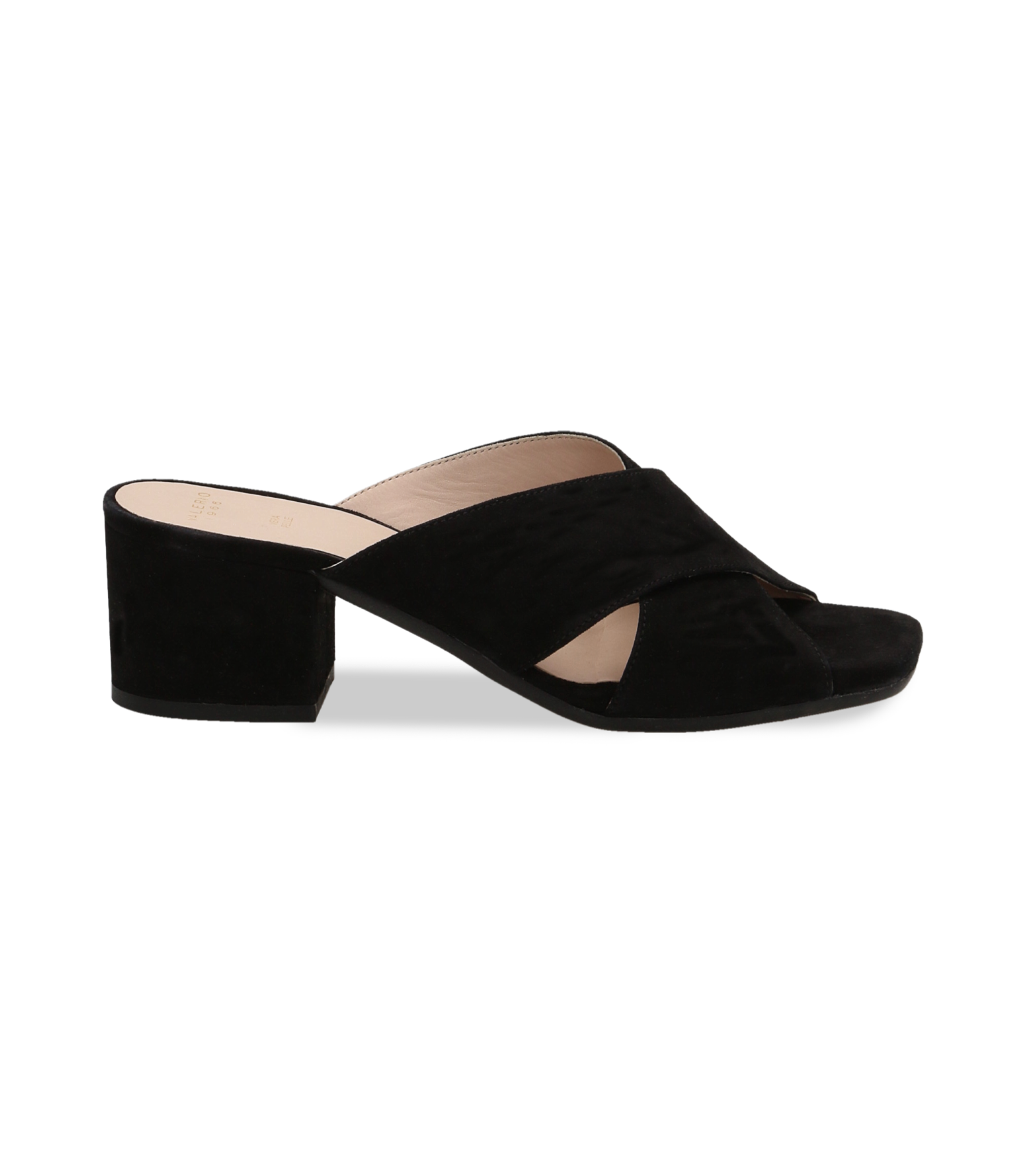 Mules nere in camoscio, tacco chunky donna | Valerio 1966