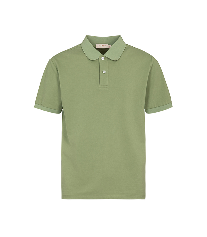 Polo verde colletto a coste