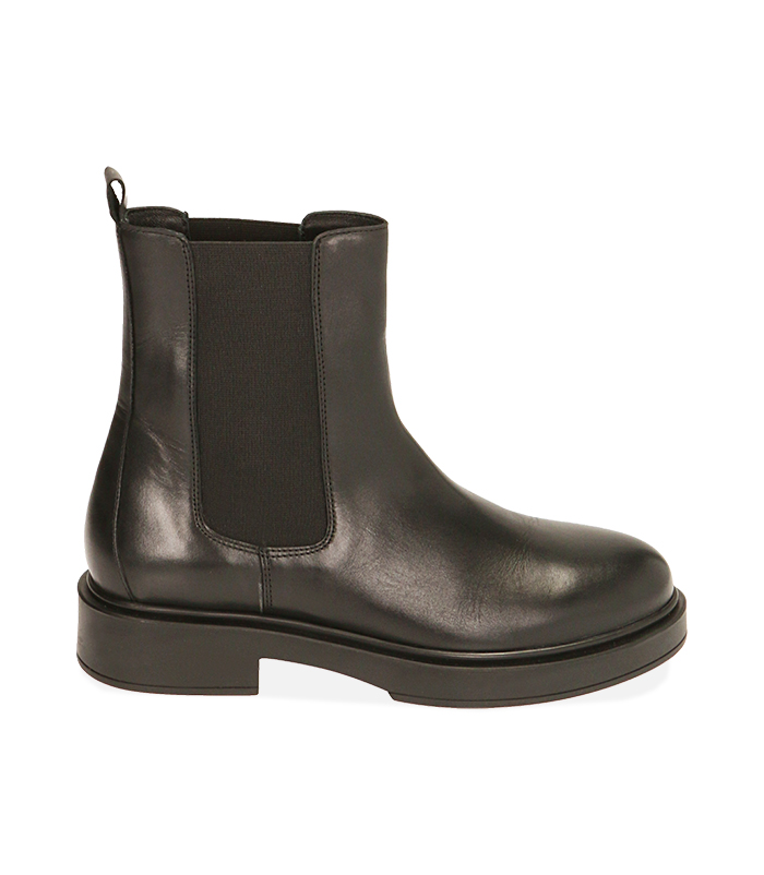 Chelsea boots neri in pelle, tacco 3,5 cm