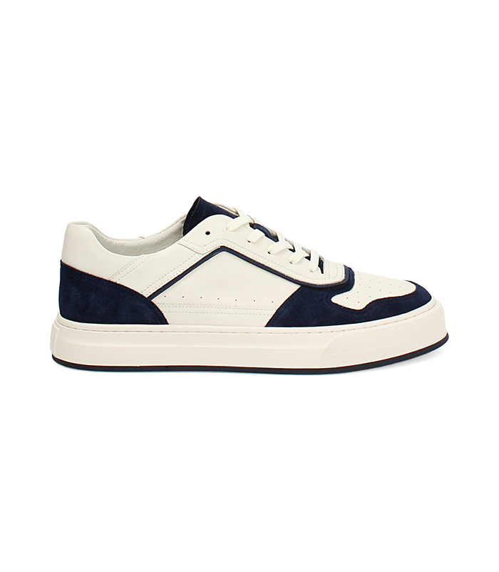 Sneakers da uomo in pelle bianco-blu