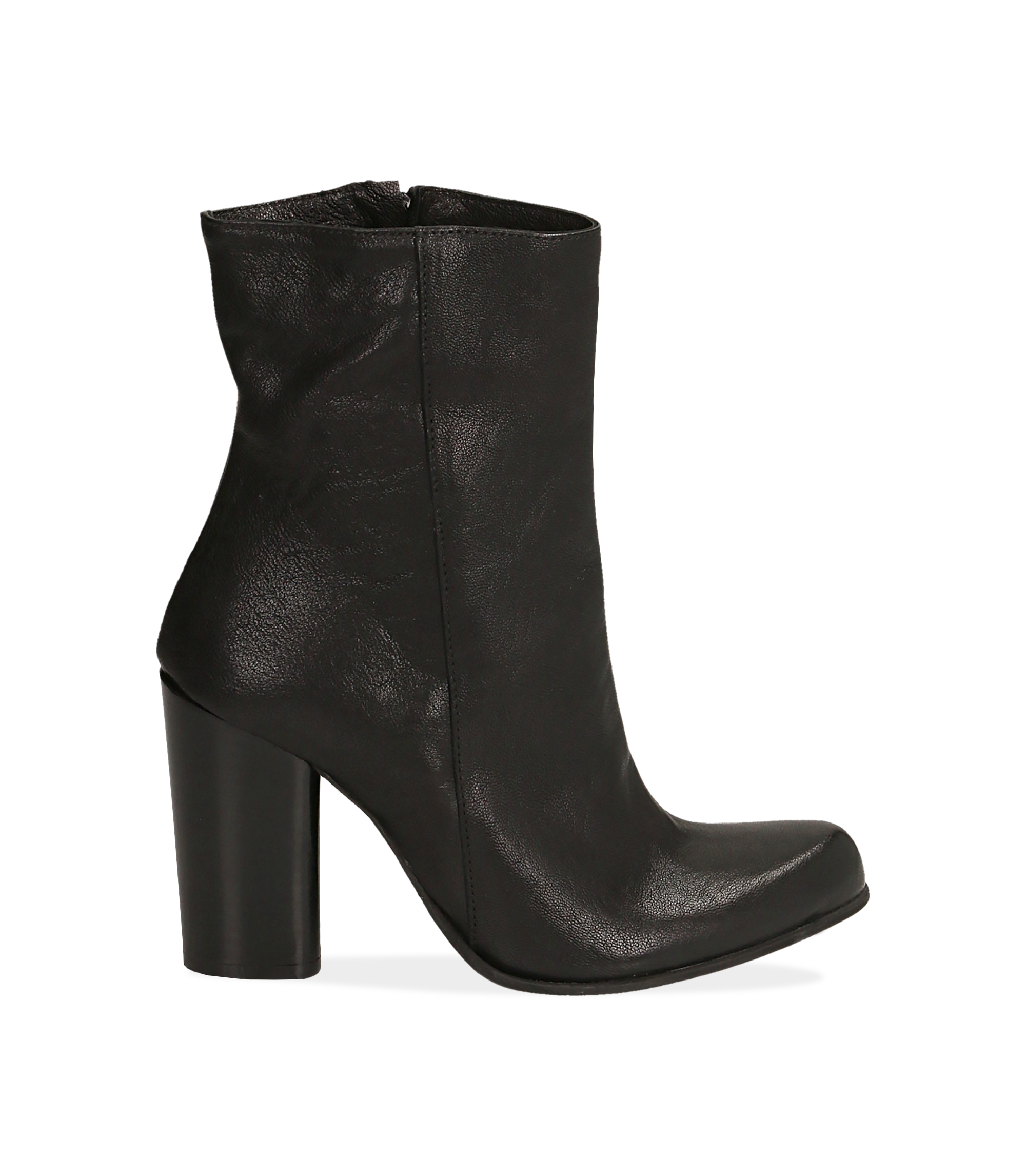 Ankle boots neri in pelle, tacco 9,50 cm 