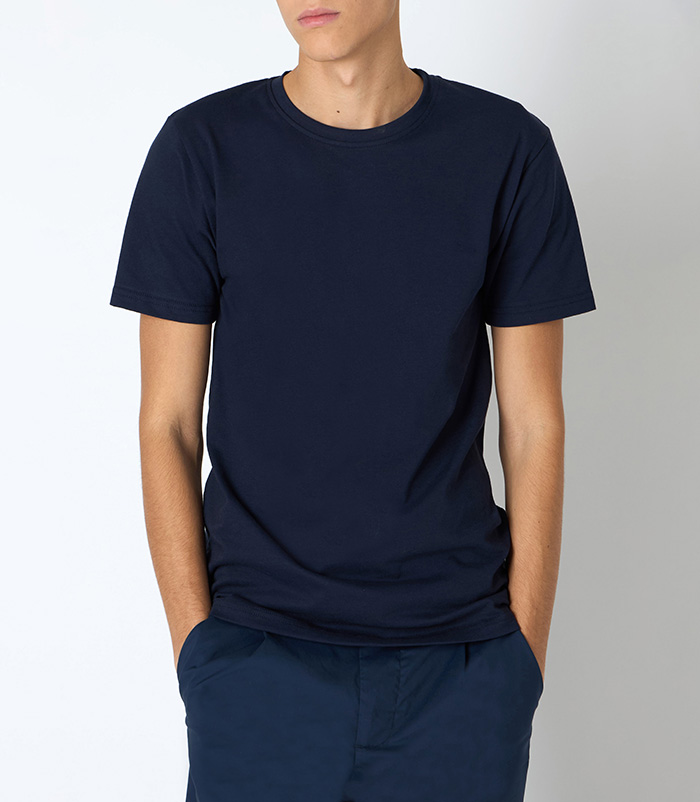 T-shirt da uomo in cotone tinta unita blu