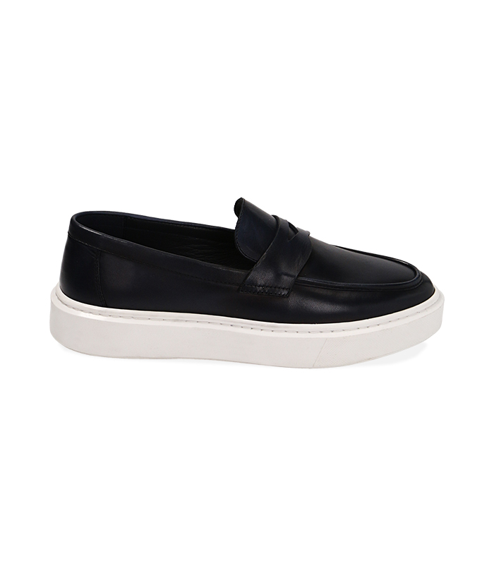 Slip-on blu navy in pelle