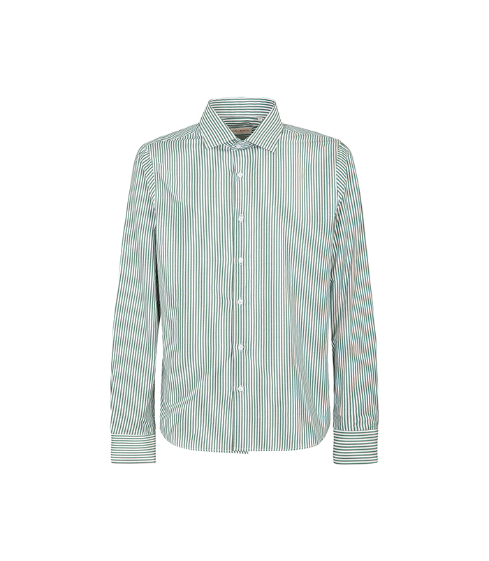 Camicia Ml Verde Righe Verticali