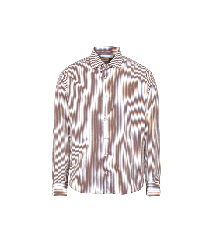 Camicia Marrone A Righe Verticali