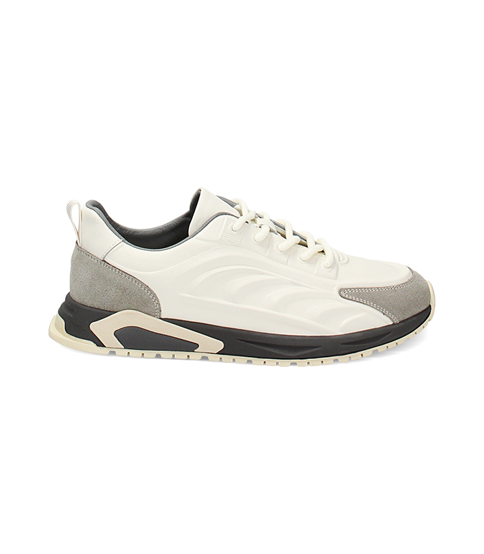 Sneakers bianco/grigio in pelle