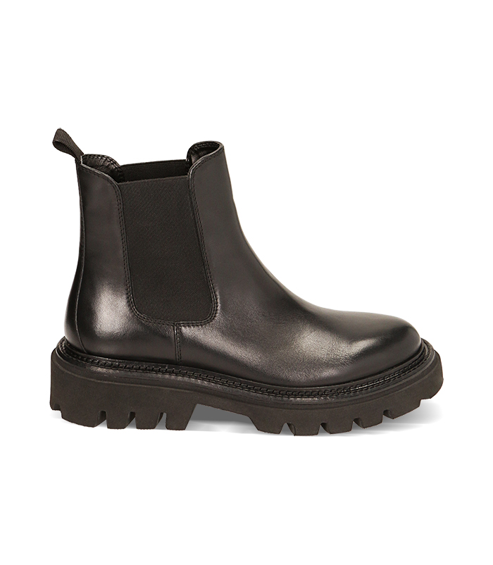 Stivaletti Chelsea neri in pelle, tacco 4,8 cm