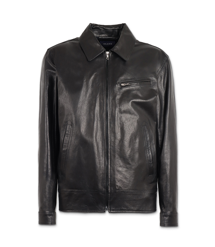 Giubbino da uomo in pelle nero