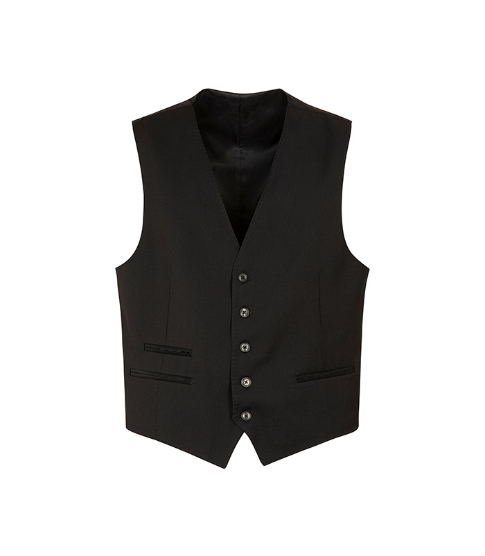 Gilet nero con chiusura a cinque bottoni