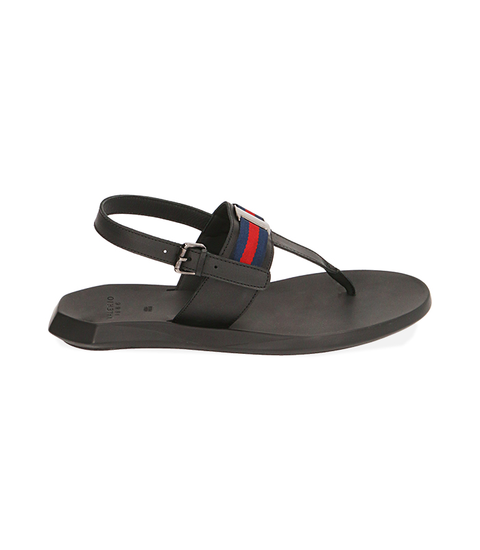 Sandalo infradito nero in pelle