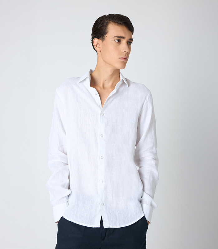 Camicia da uomo in lino bianca
