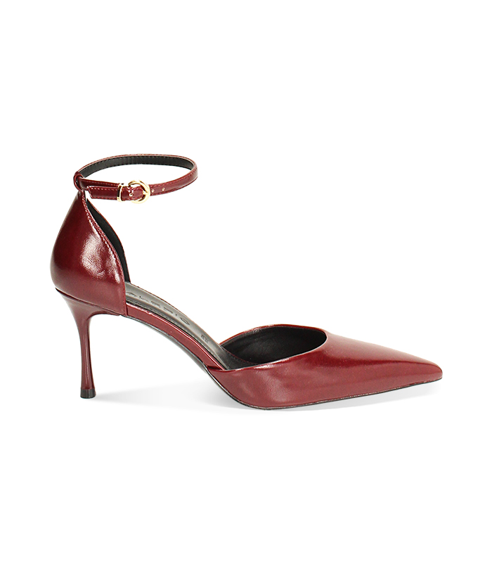 Open shank bordeaux lucide con tacco 7,5 cm