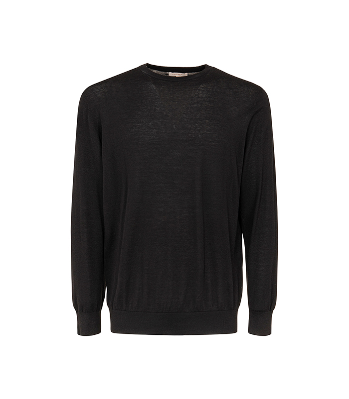 Maglia a maniche lunghe nera con bordi a coste