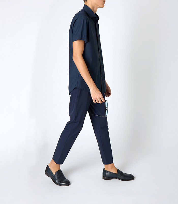 Camicia uomo blu a manica corta