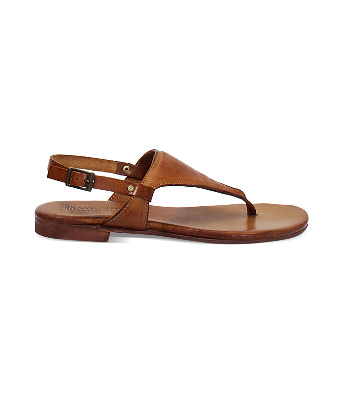 Sandalo infradito da donna in pelle cuoio