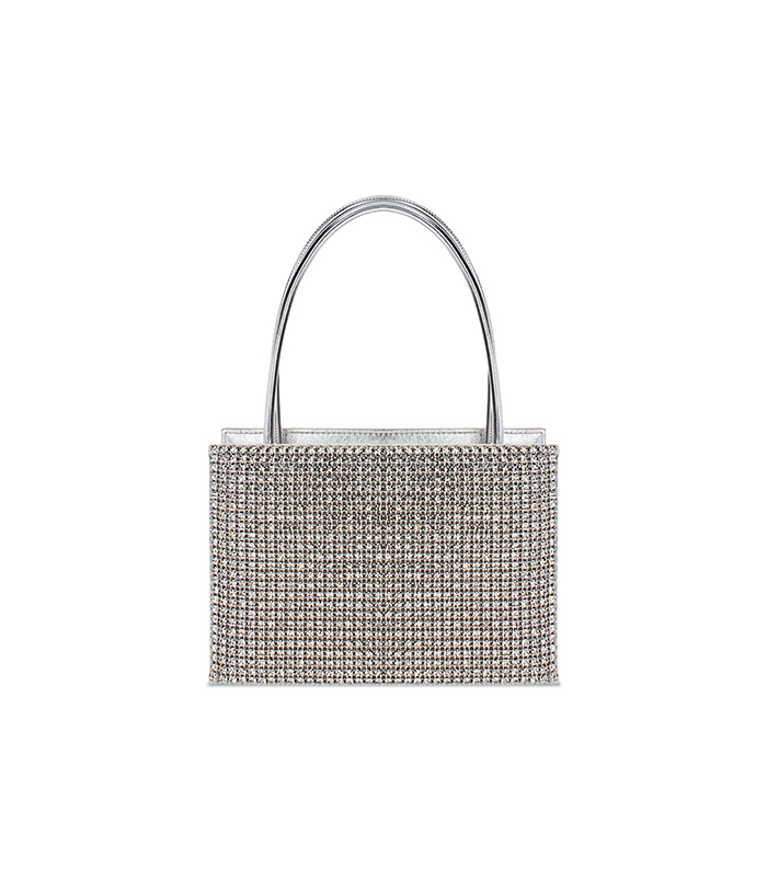 Borsa a mano da donna argento con pietre