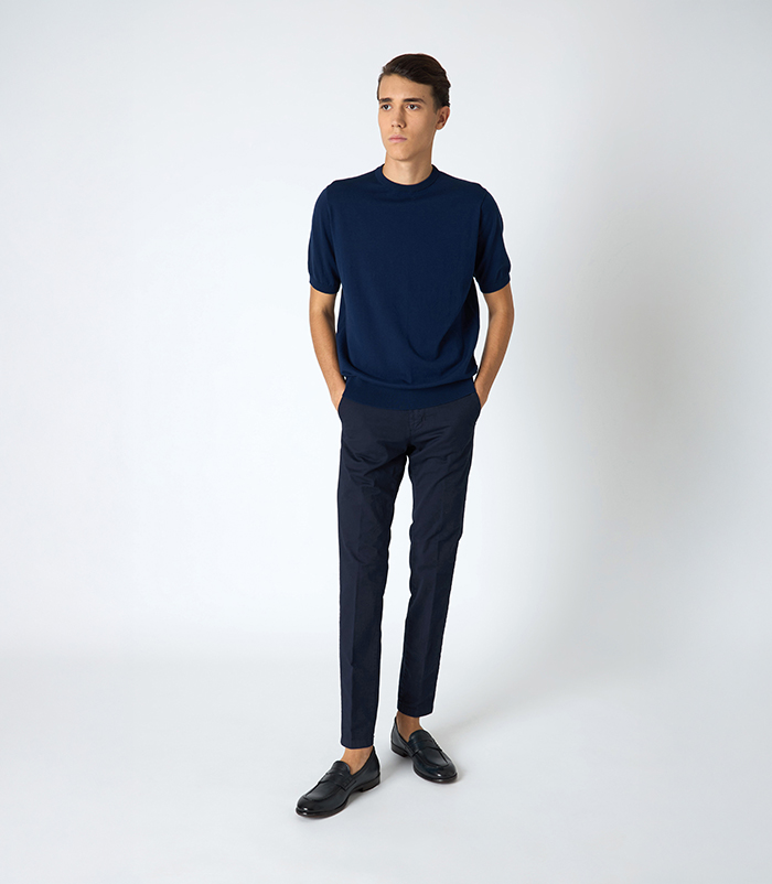 Pantalone da uomo modello chino blu