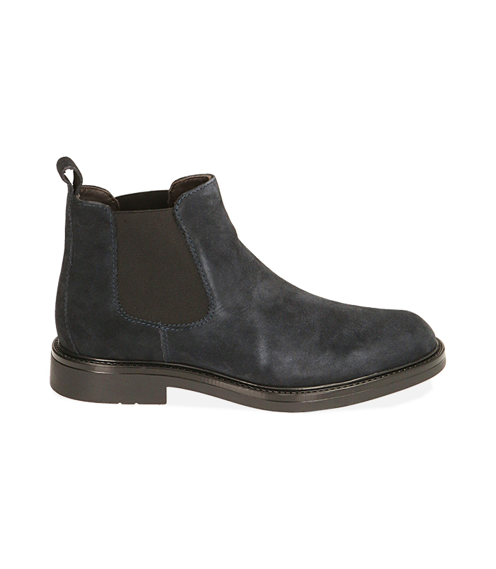 Chelsea boots blu in camoscio