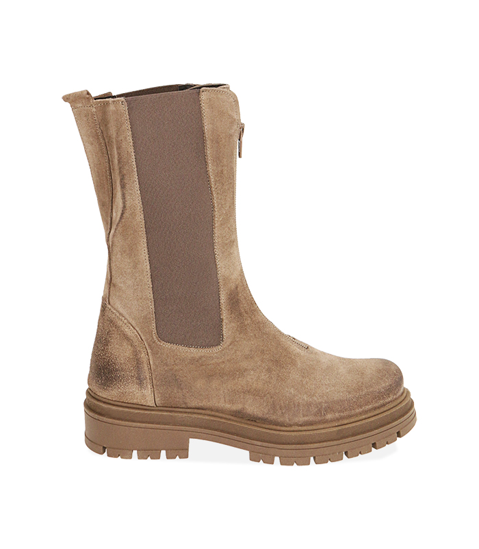 Chelsea boots taupe in camoscio 