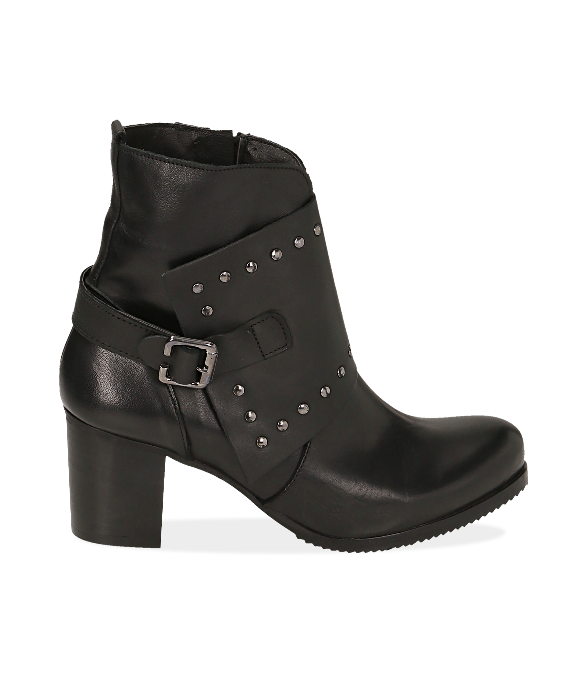 Ankle boots con borchie neri in pelle