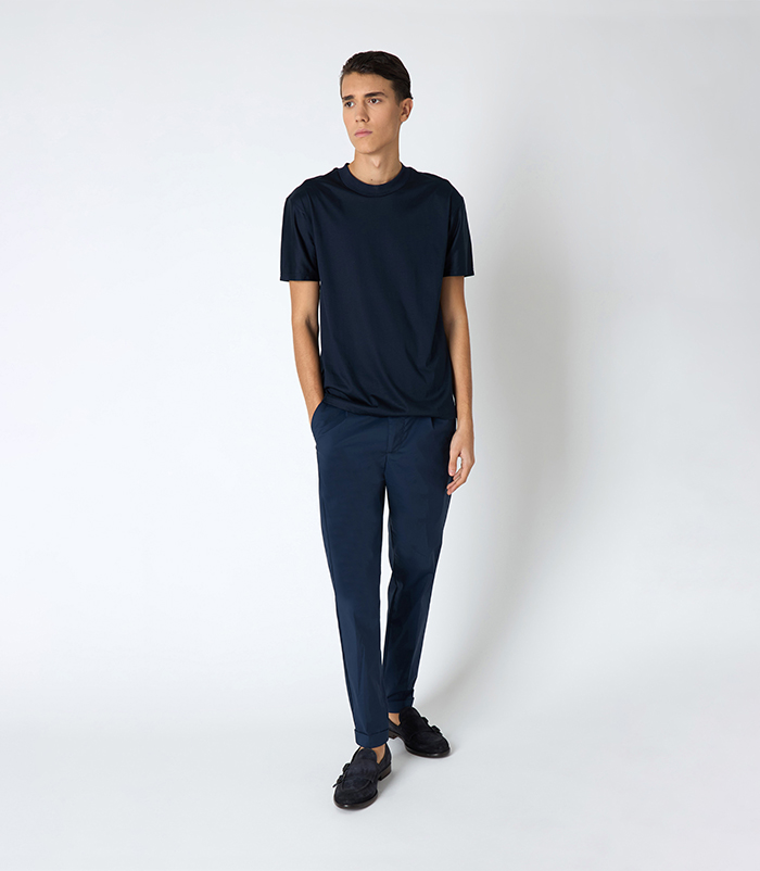T-shirt da uomo in cotone blu