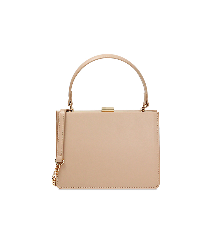 Mini bag donna beige con manico