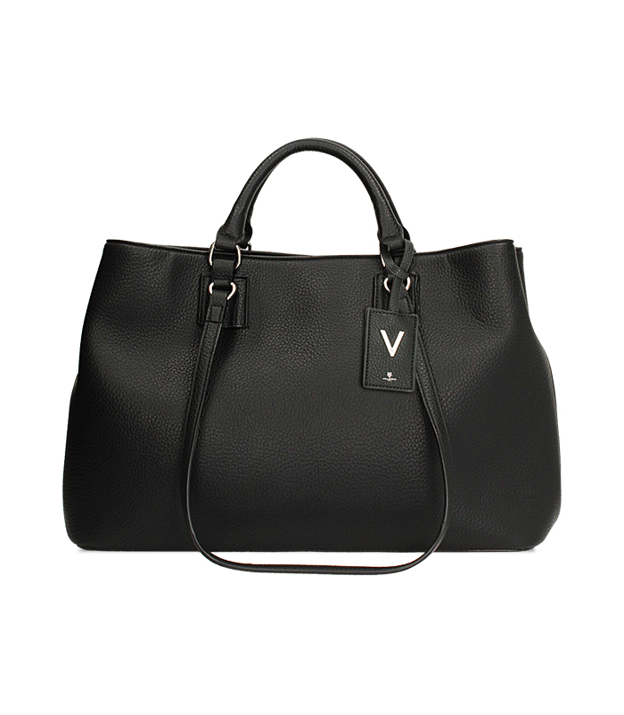 Borsa a mano nera con doppi manici