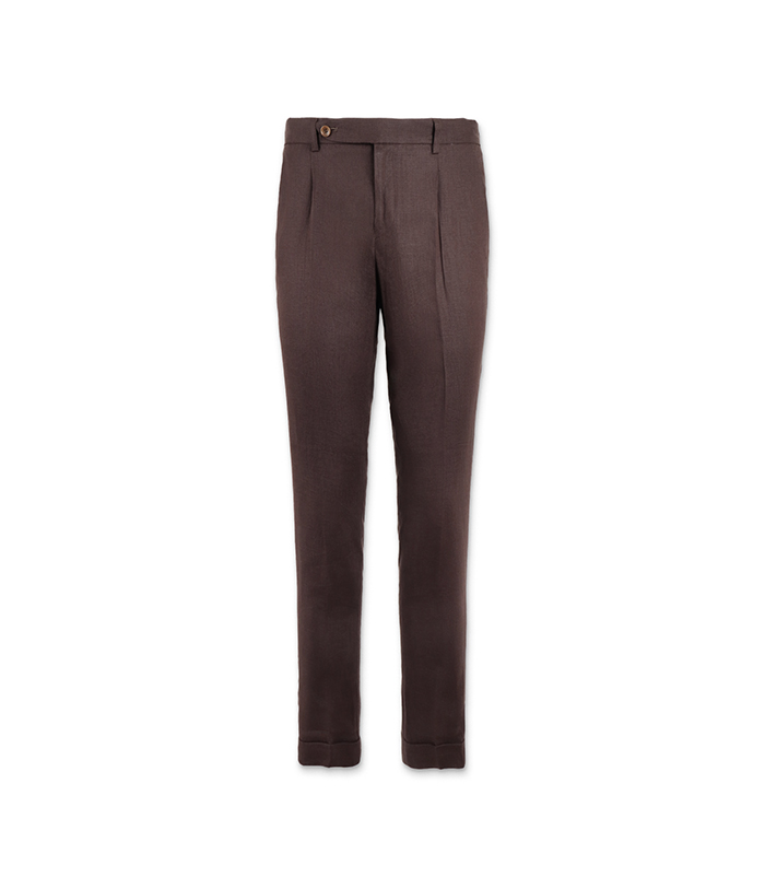 Pantaloni da uomo eleganti in lino marroni