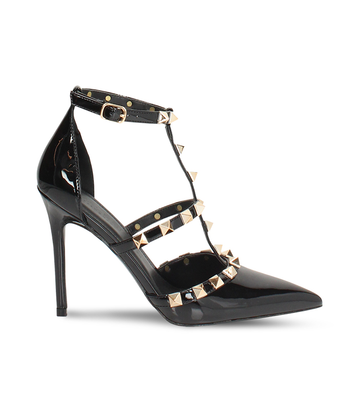 Décolleté nera effetto vernice con tacco 10,7 cm