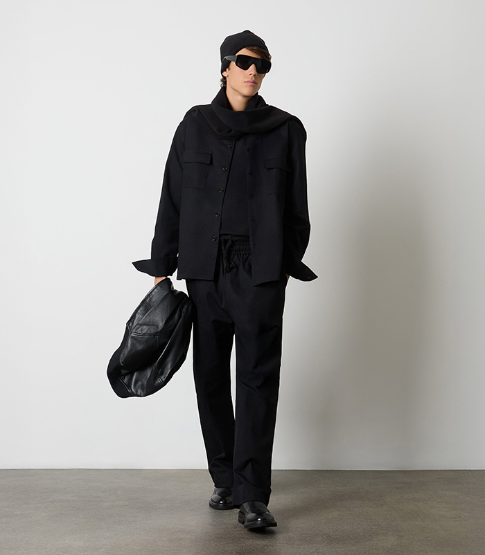 Panta-laccio nero in cotone da uomo