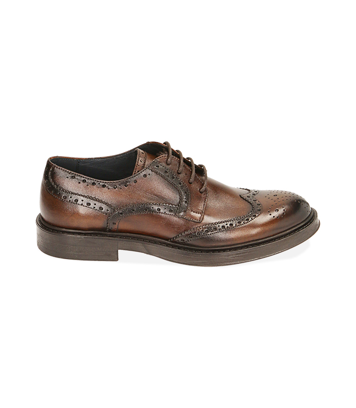 Stringate cognac in pelle