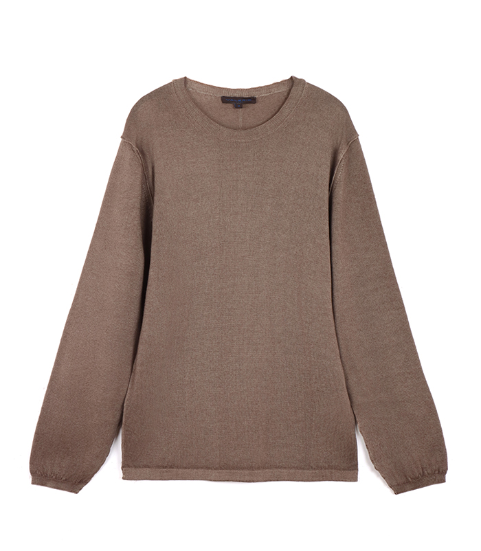 Maglione da uomo color fango in tessuto