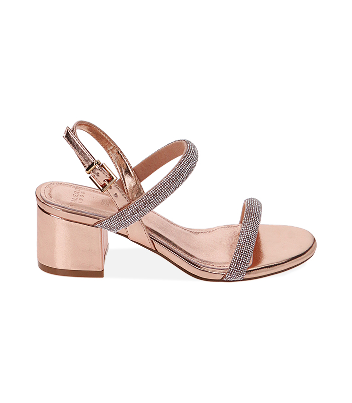 Sandali rosa oro, tacco 5 cm