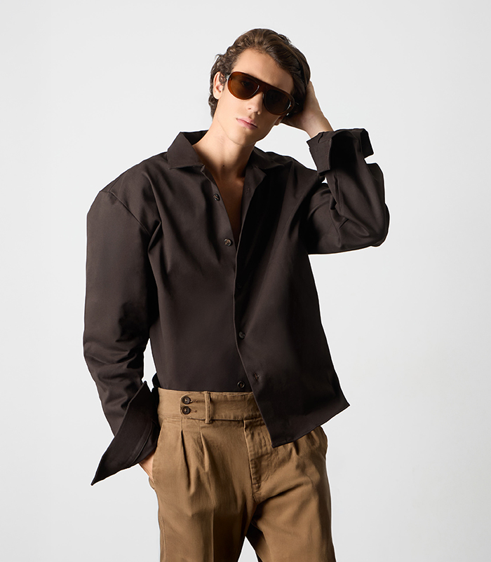 Camicia over da uomo in cotone testa di moro