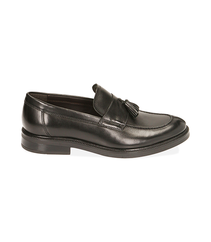 Mocassini flat neri in pelle 
