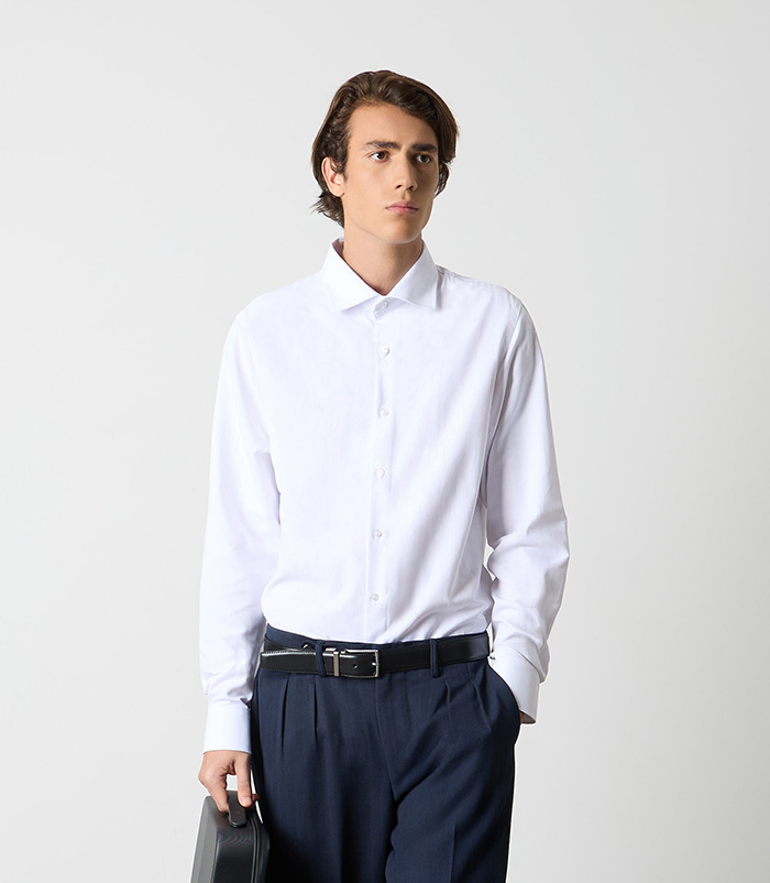 Camicia bianca in cotone da uomo