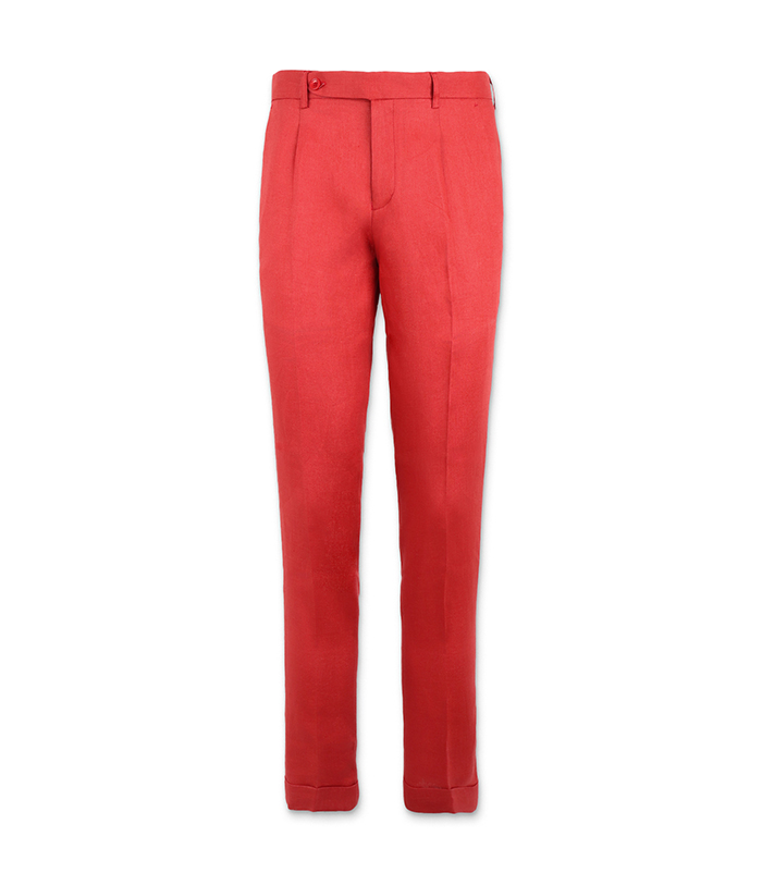 Pantaloni da uomo eleganti in lino corallo