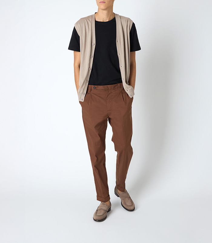 Gilet da uomo in cotone beige
